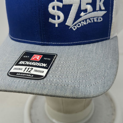 Richardson Trucker Hat Blue Gray White One Size Auto Ranch Foundation Snapback