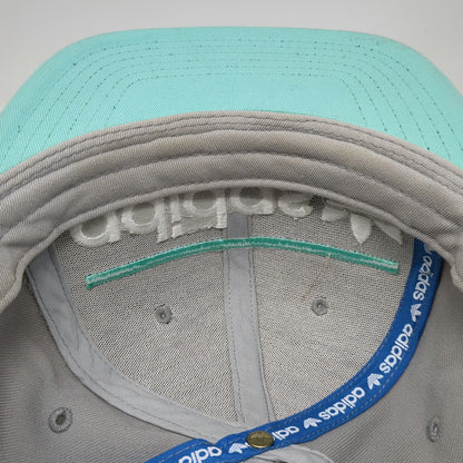 Adidas Snapback Hat Gray Green White OSFM Trefoil Originals Flat Brim Logo Cap