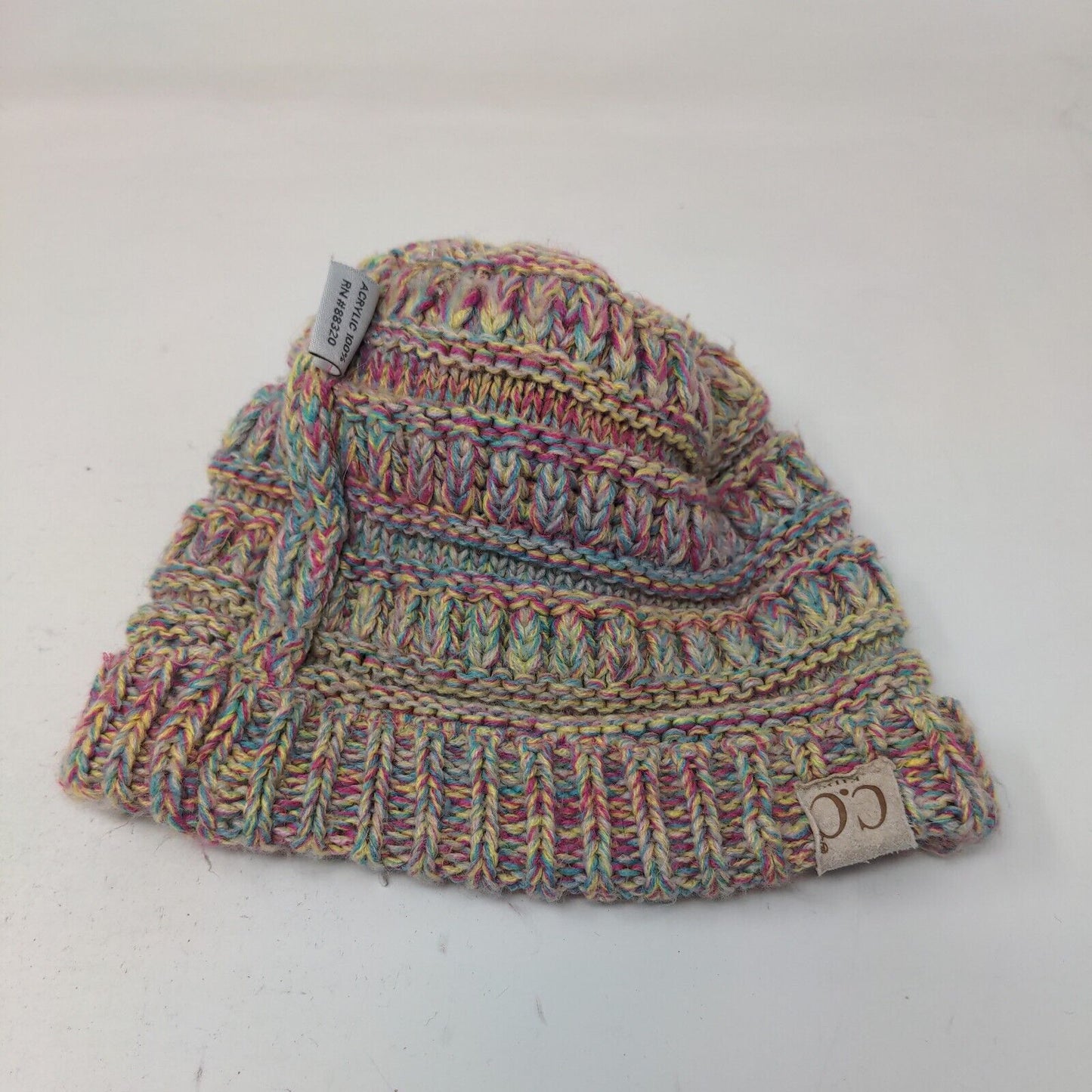 Unbranded Women's Cable Knit Beanie Hat Cap Rainbow Multicolor 100% Acrylic