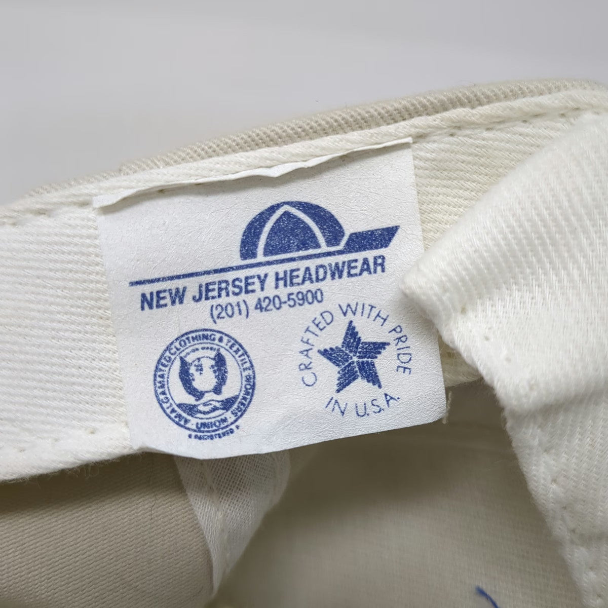 New Jersey Headwear TotalTel Baseball Cap Beige Blue One Size Denim Brim USA Hat