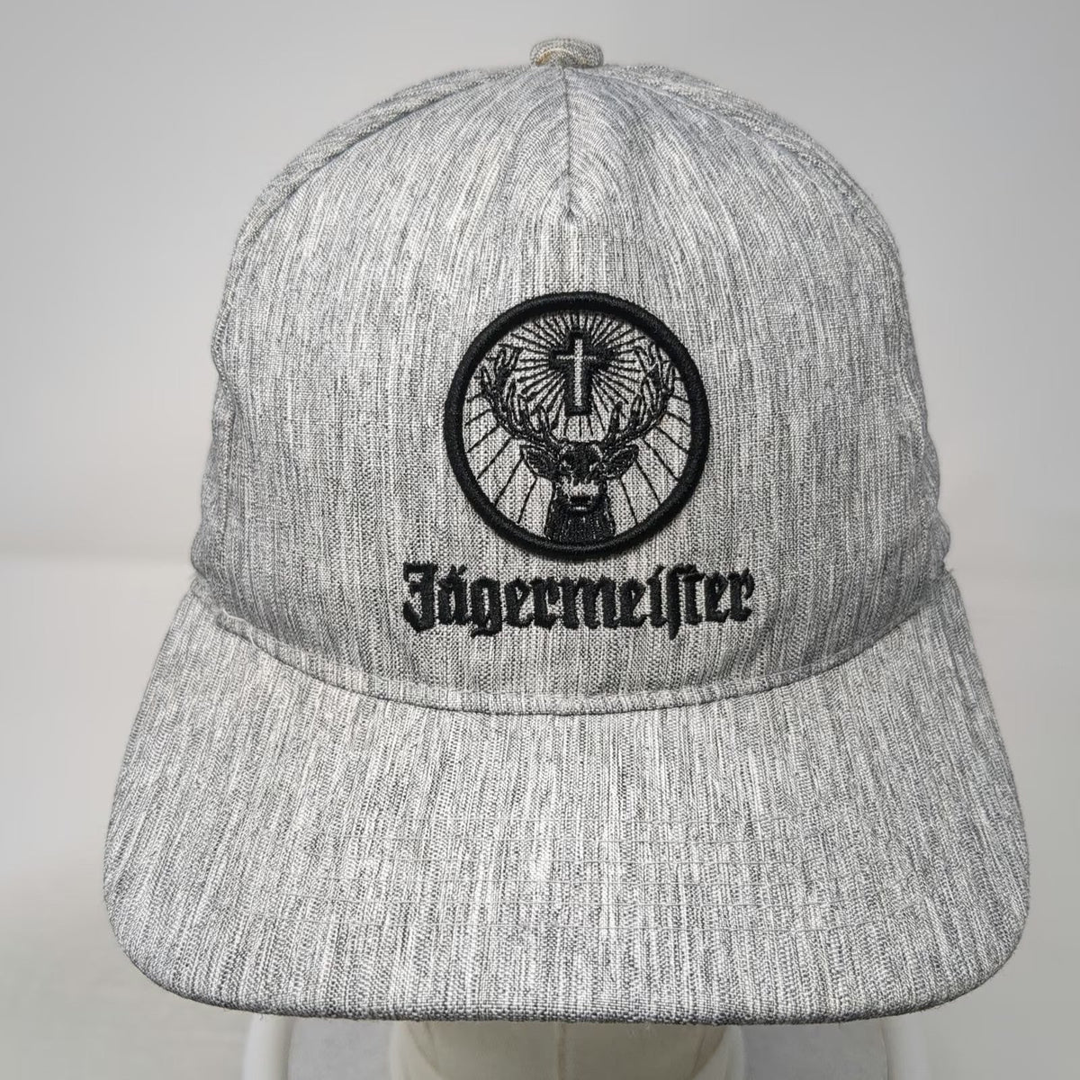 Jägermeister Gray 5 Panel Hat One Size Snapback Stag Logo Embroidered Adjustable