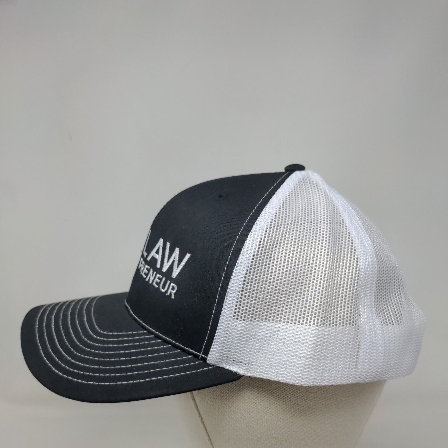 Law Preneur Snapback Trucker Hat Black One Size Adjustable Mesh Back Richardson