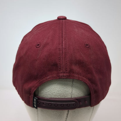 HUF 5 Panel Red Hat One Size Snapback Flat Brim Square Logo Patch Cotton