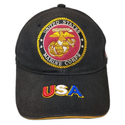 Global Traders Baseball Cap Black One Size USMC Seal Marine Corps USA Flag Hat