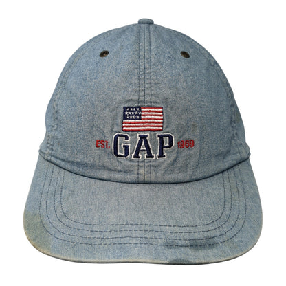 GAP 1969 USA Flag Slideback Hat Blue One Size Adjustable Embroidered