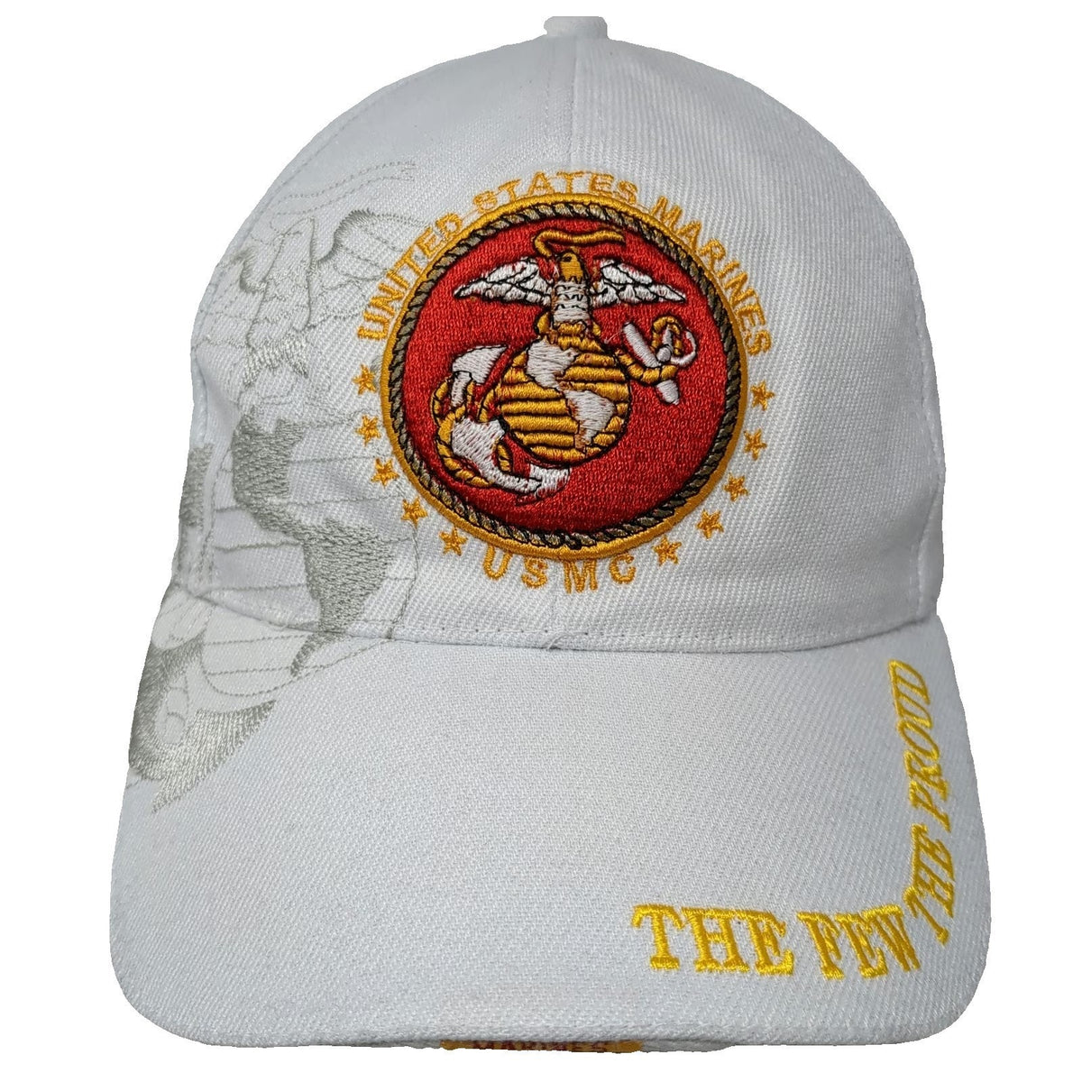 Golden Lion Baseball Cap White One Size USMC Marines EGA Strapback Military Hat