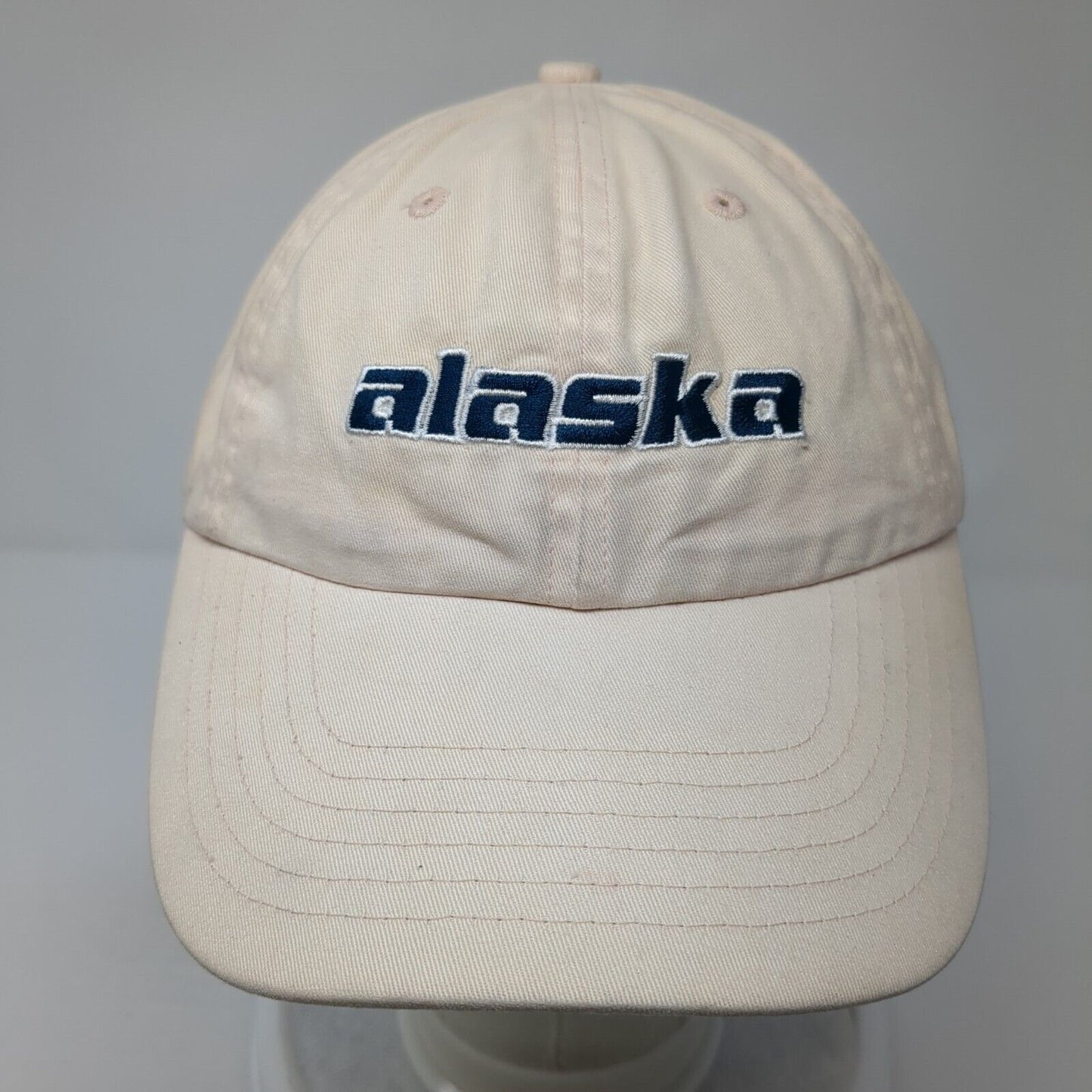 Alaska Spell Out Slideback Hat Tan One Size Adjustable Embroidered