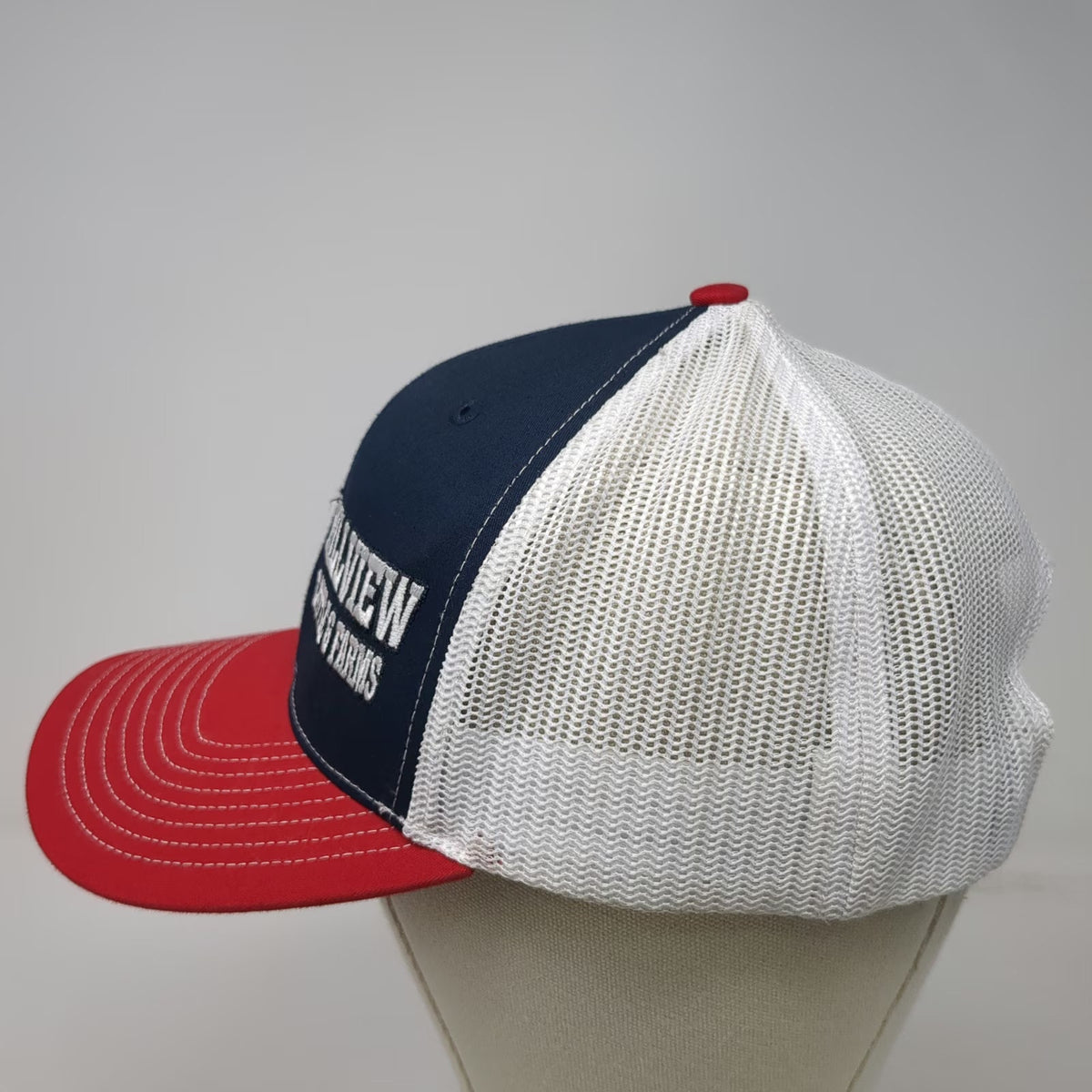 Richardson Trucker Hat Blue Red White One Size Hillview Cattle Farms Snapback