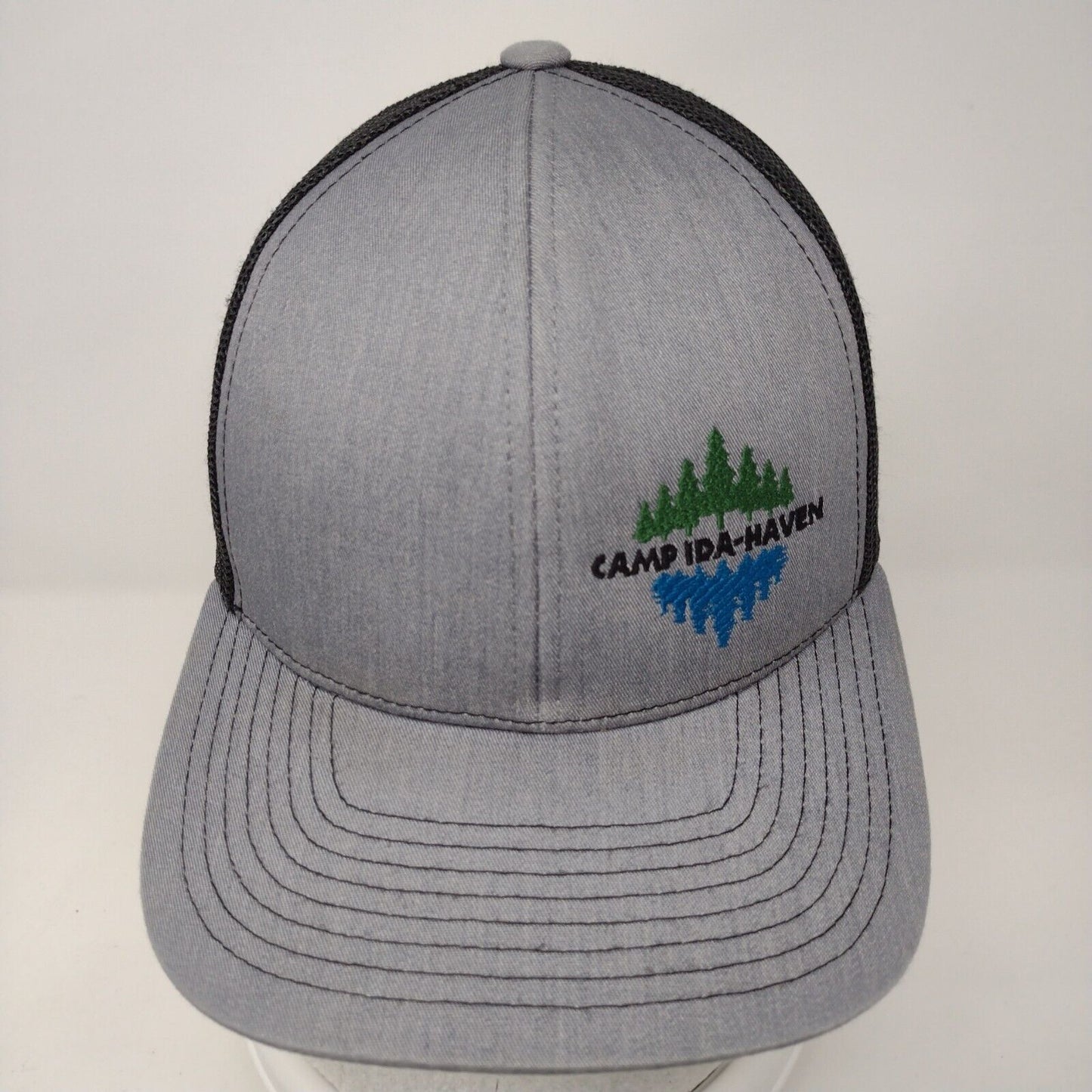 Camp Ida-Haven Snapback Trucker Hat Gray OSFA Adjustable Mesh Pacific Headwear