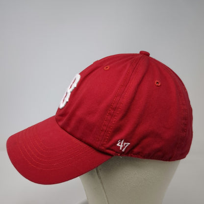 Boston Red Sox MLB 47 Brand Baseball Cap Red One Size Leather Strap Green Brim