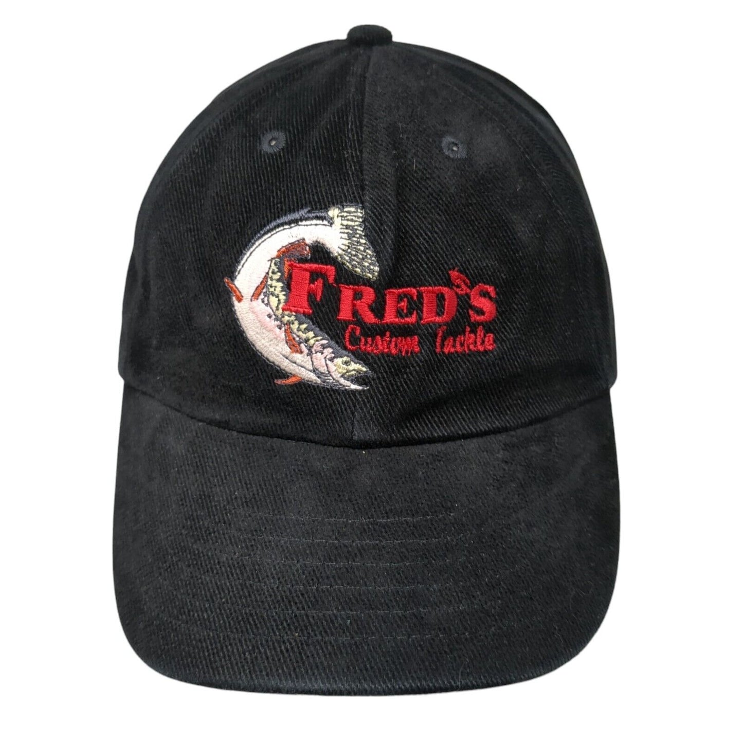 Fred's Custom Tackle Slideback Hat Black One Size Adjustable Embroidered Cotton