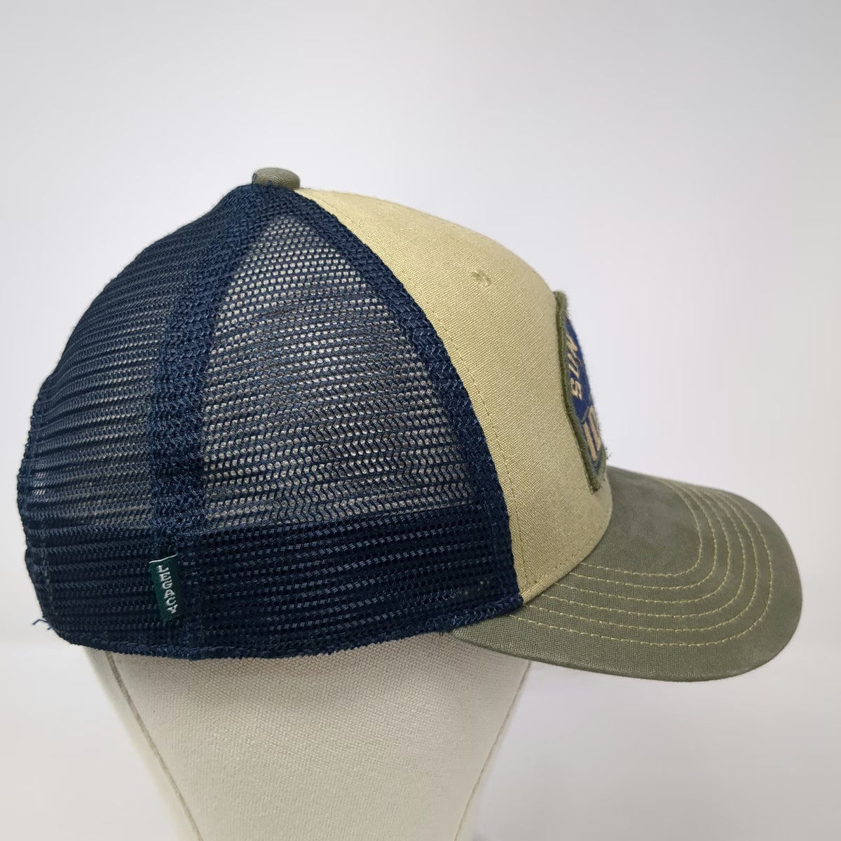Legacy Sun Valley Idaho Mountain Patch Trucker Hat Beige Blue Gray One Size