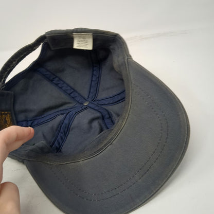 Eddie Bauer Baseball Cap Blue One Size Made USA Cotton Elastic Back Hat Vintage