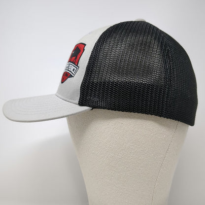 Port Authority Baseball Cap Gray M Fitted Flexfit Mesh Butte Fence Bison Logo