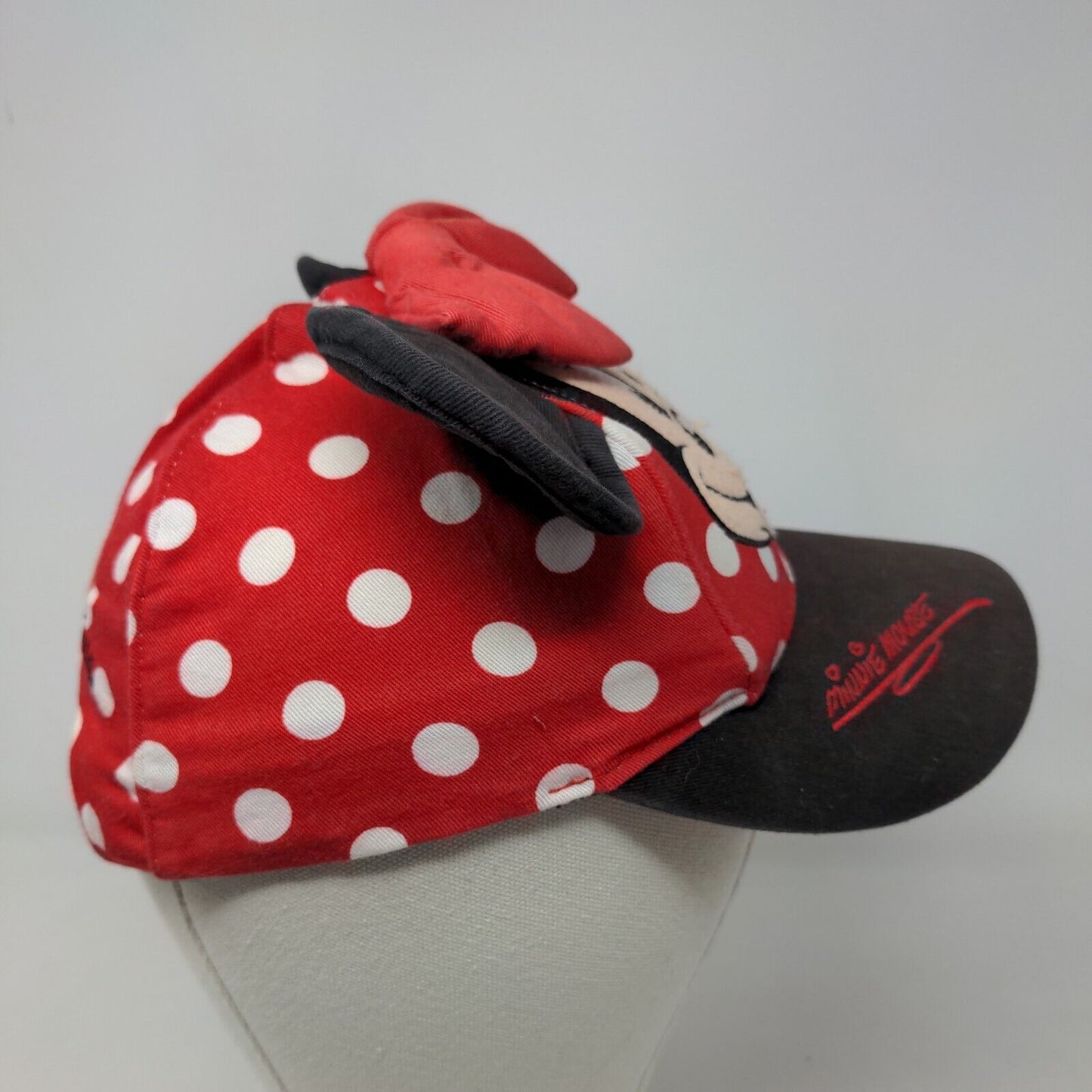 Walt Disney World Stretchy Girls Toddler Hat Minnie Mouse Red Polka Dot Ears Bow