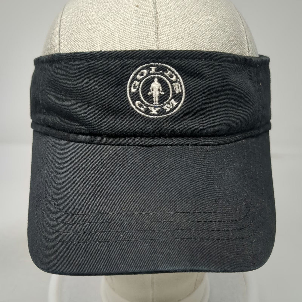 Anvil Visor Black One Size Gold's Gym Logo Pink Ribbon Fitness Workout Hat
