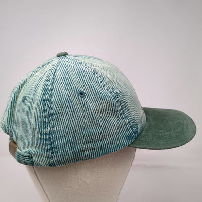 Six Flags Baseball Cap Green One Size Acid Wash Corduroy Suede Slideback Hat