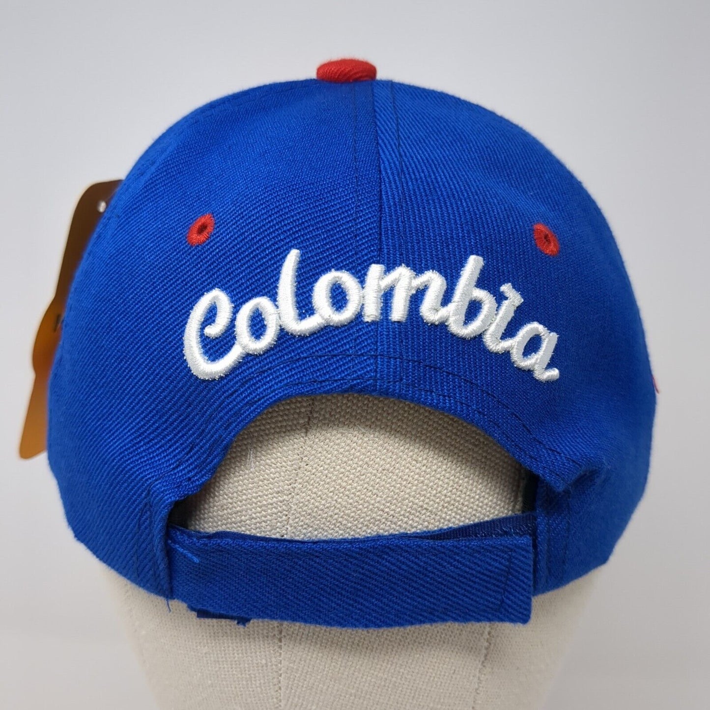 Colombia Strapback Hat Blue 57cm Solid Adjustable Embroidered W/Tags