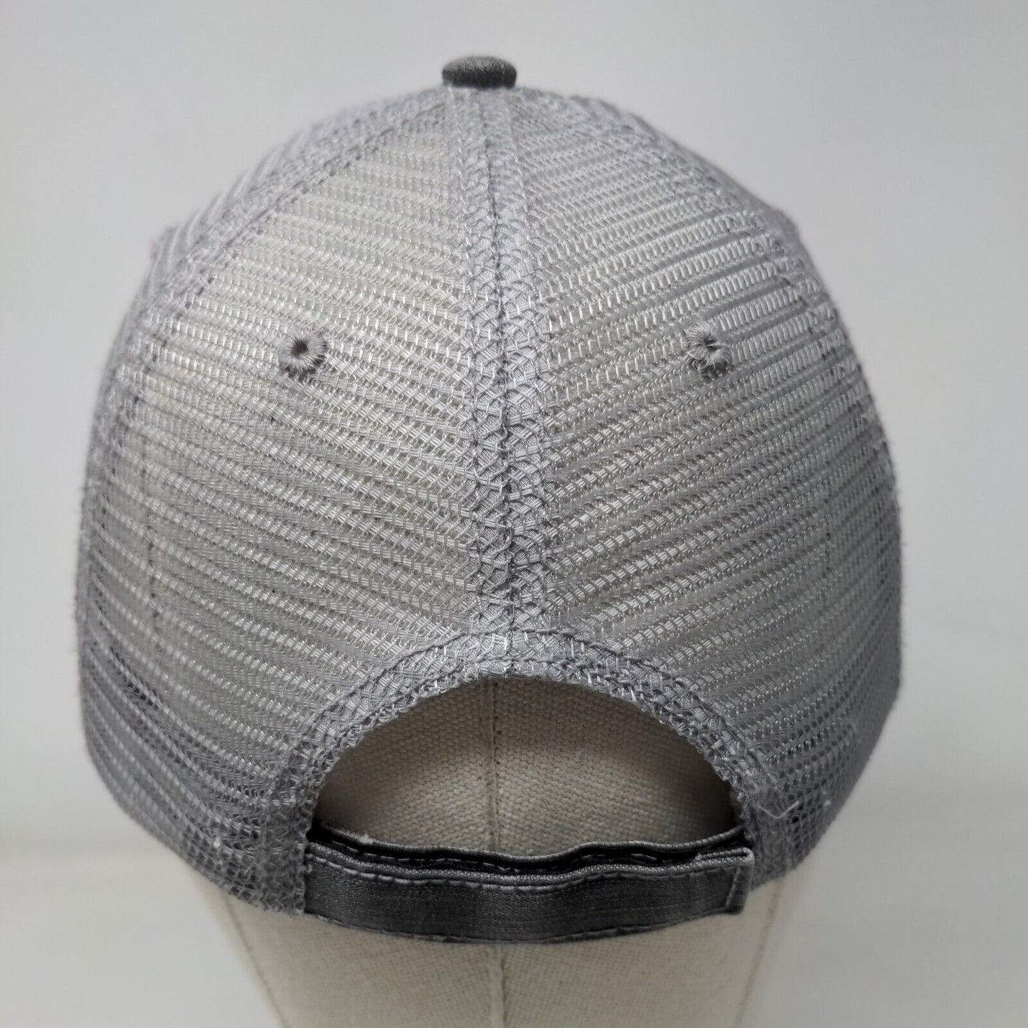 Lake Hair Don't Care Strapback Trucker Hat Gray OSFA Mesh Back Distressed