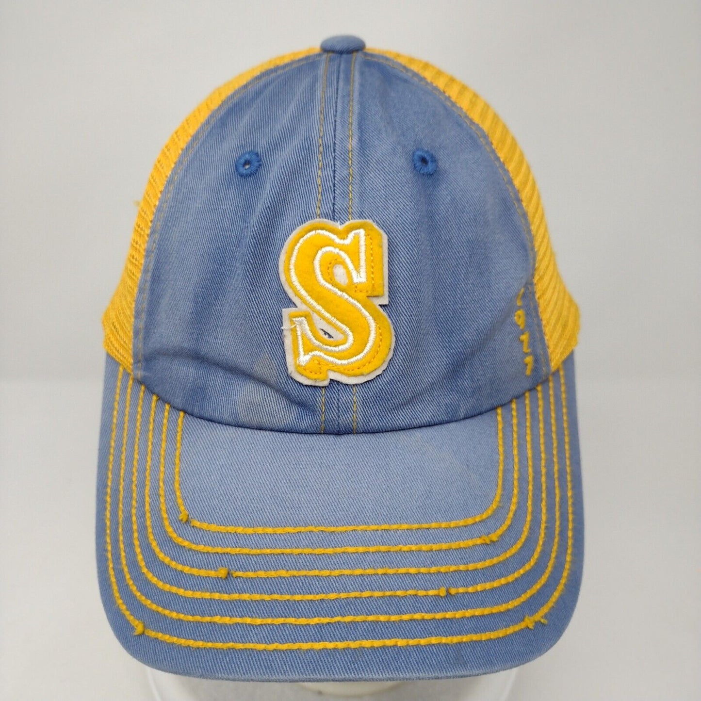 Letter S Patch Snapback Trucker Hat Multi OSFA Mesh Back American Needle
