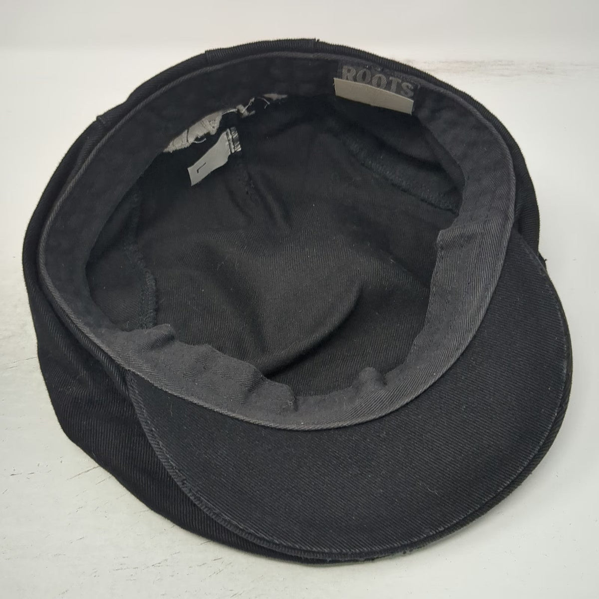 Roots Newsboy Cap Black L Fitted Halo 1972 Athletics Cotton Twill Fabric Hat