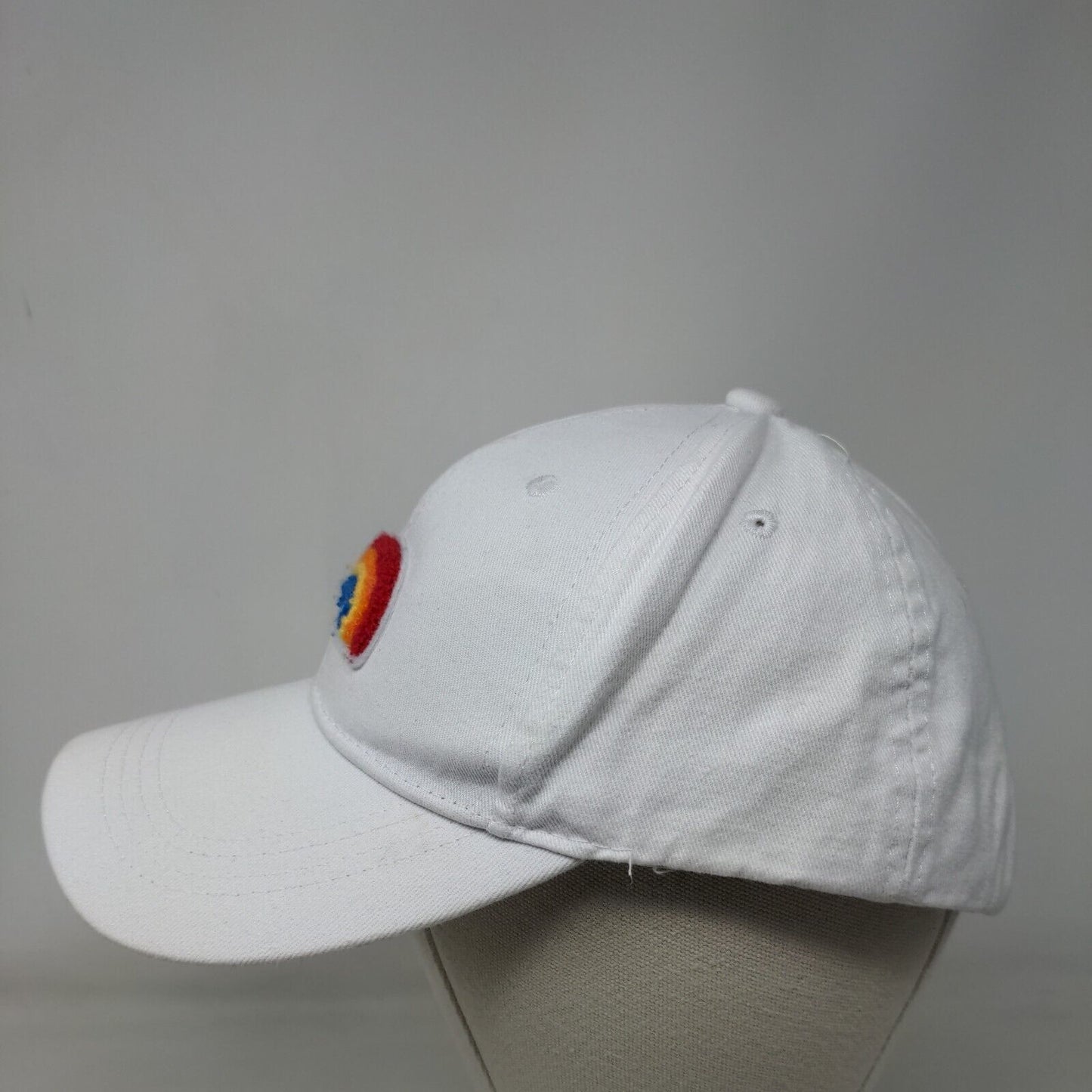 Rainbow Slideback Hat White One Size Adjustable Colorful Vented Holes 6 Panel