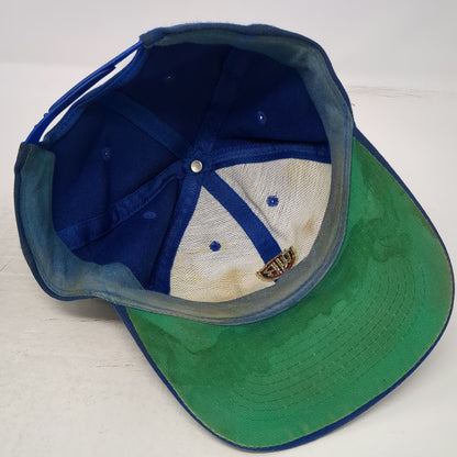 K-C Snapback Blue Hat One Size Warner Bros WB Shield Logo Green Underbrim