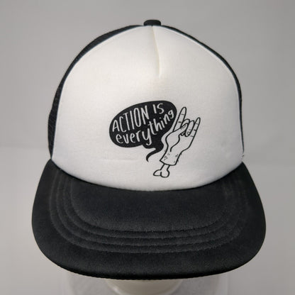 Action is Everything Snapback Trucker Hat Black OS Adjustable Mesh Rock Shox
