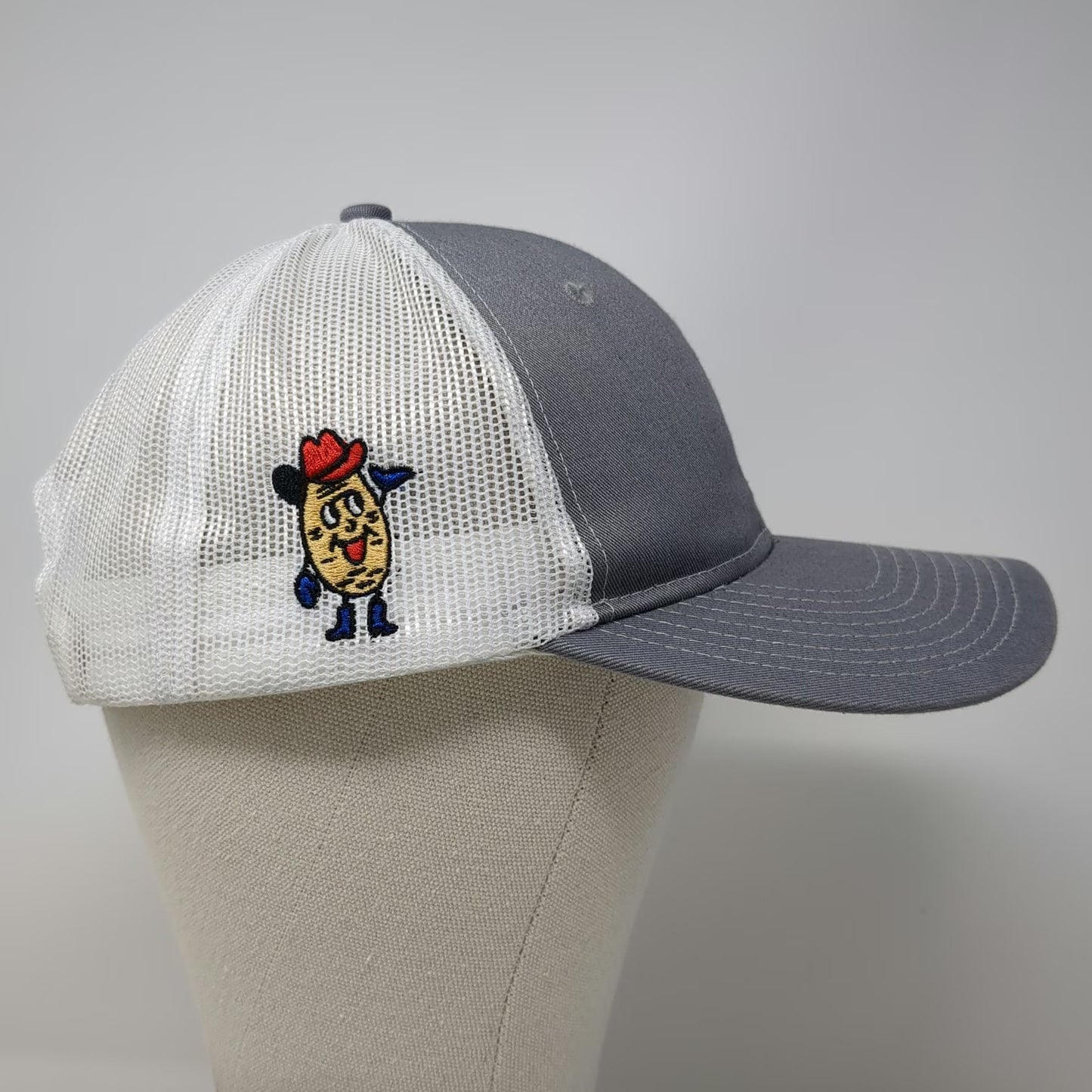 Port Authority Trucker Hat Gray One Size Driscoll Potato Mascot Mesh Snapback