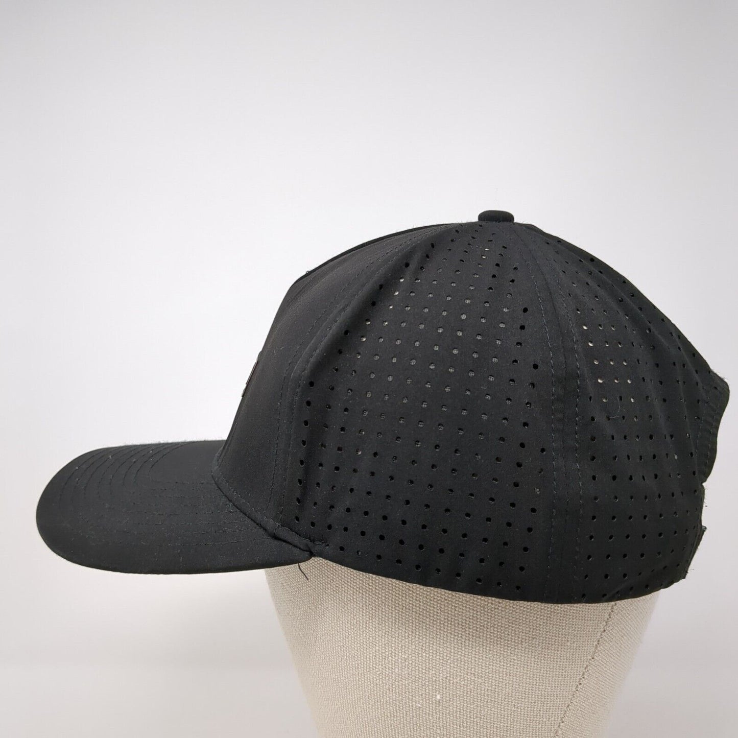 OVVN Snapback Hat Black One Size Adjustable Solid Laser Cut Perforated
