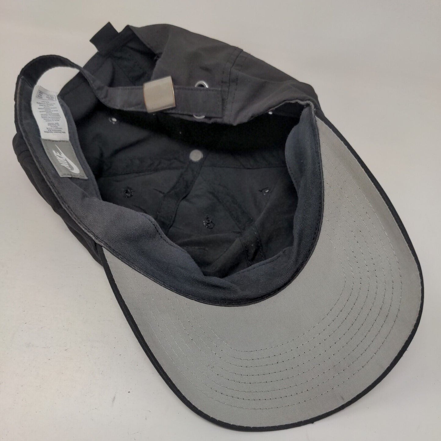 Nike Slideback Hat Black OSFA Adjustable Emblem Logo Vented Holes 6 Panel