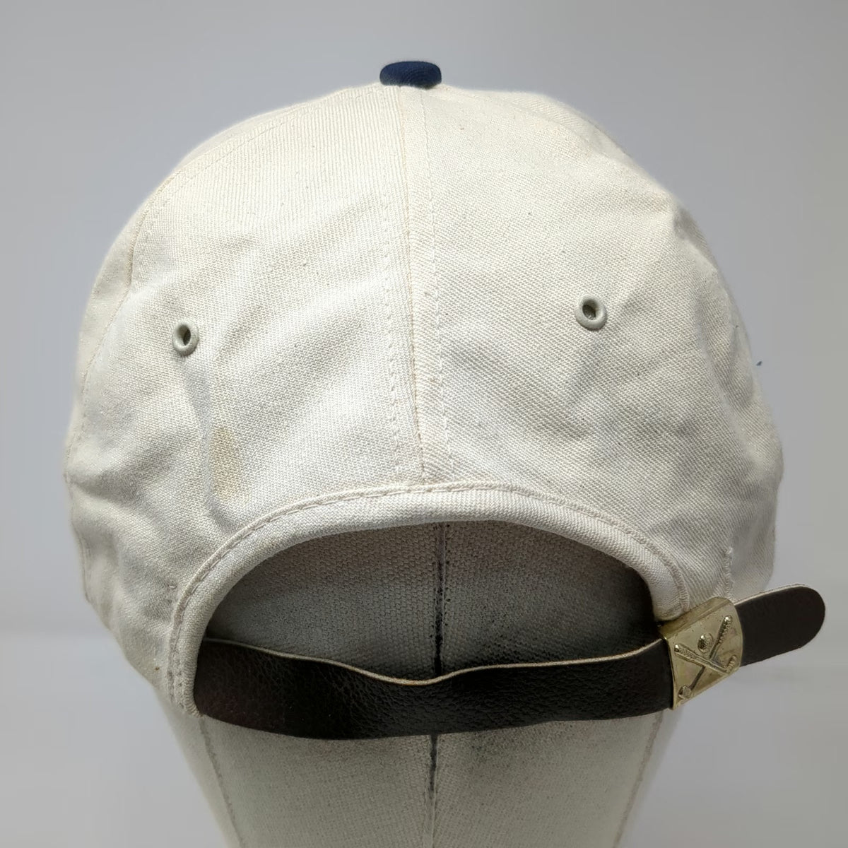 K-Products 5 Panel White Blue OS Vintage Hello Sugar Seedex Leather Strap Hat