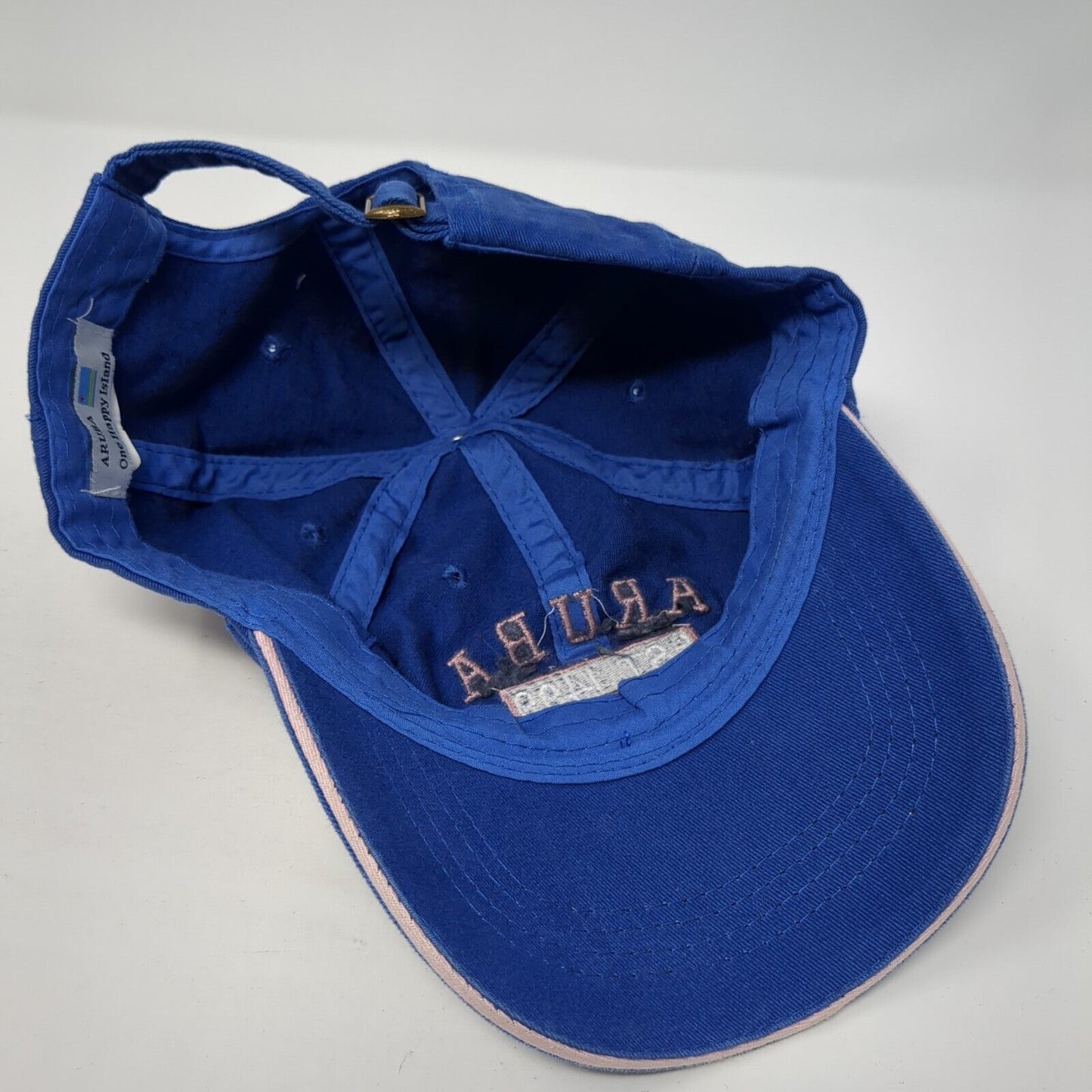 Aruba One Happy Island Est. 1499 Dushi Slideback Hat Blue OS Adjustable Cotton