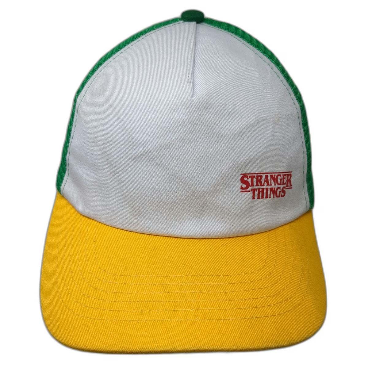 Netflix Stranger Things Trucker Hat White Green Yellow One Size Mesh Snapback
