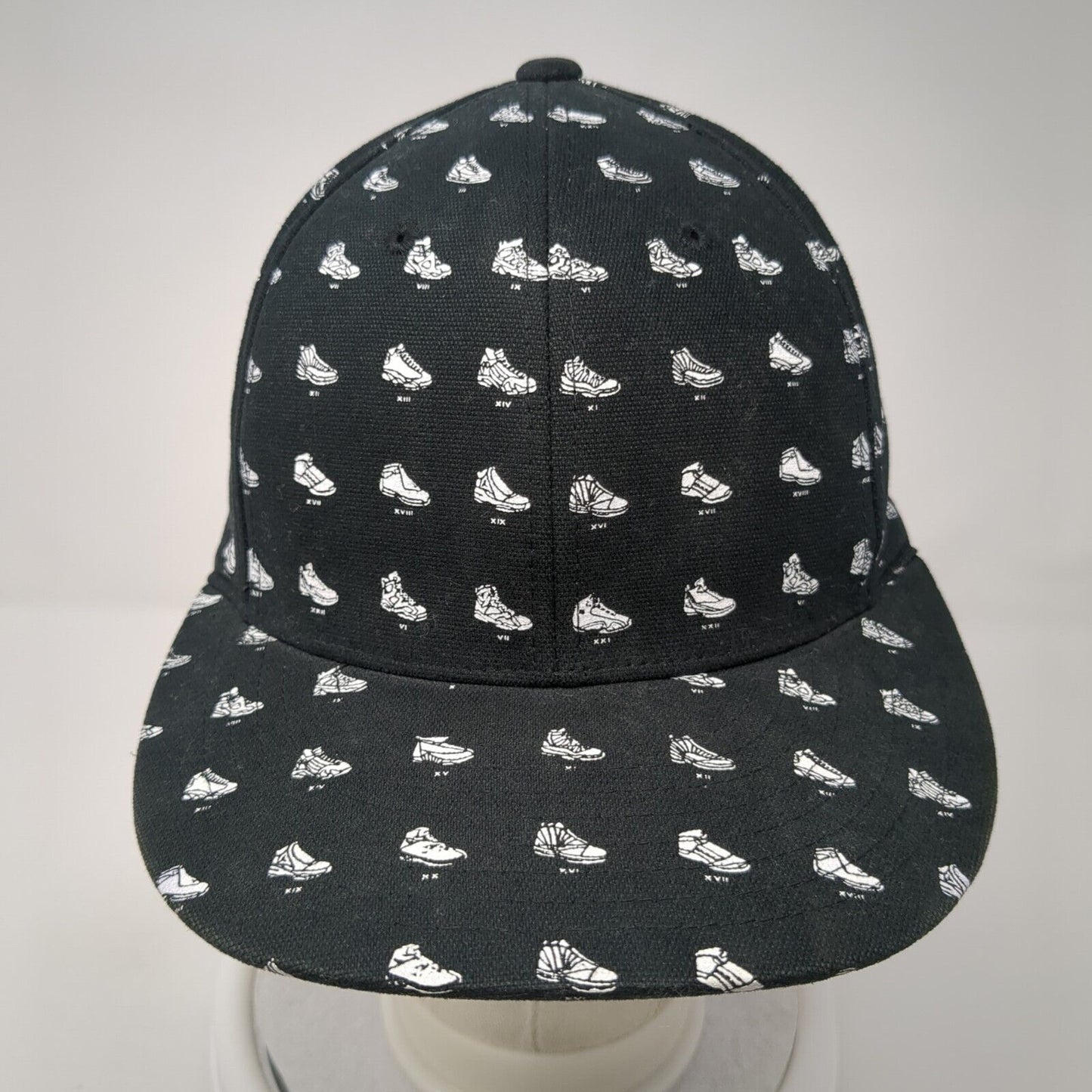 Nike Jordan AF-1 Fitted Hat Black Size S/M All Over Print Shoe Graphic Logo