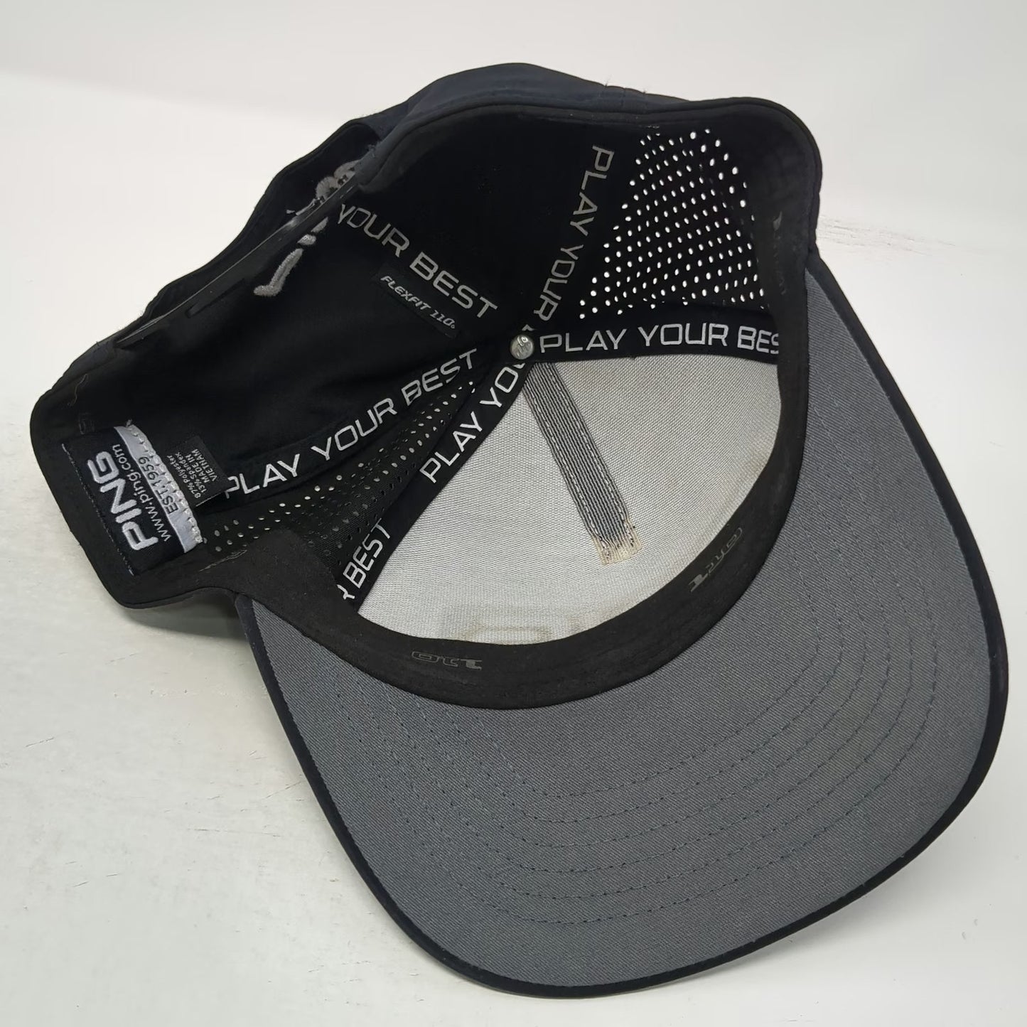 PING Trucker Hat Black One Size Snapback Golf Flexfit 110 Perforated 5-Panel