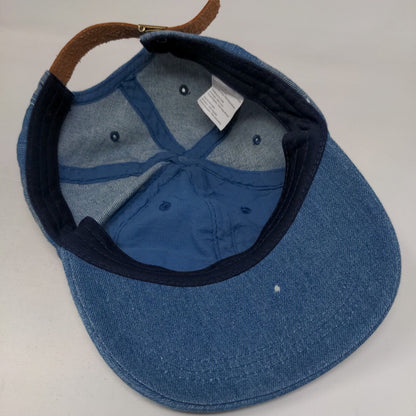 Unbranded Denim Slideback Hat Blue One Size Leather Strap 6 Panel Blank