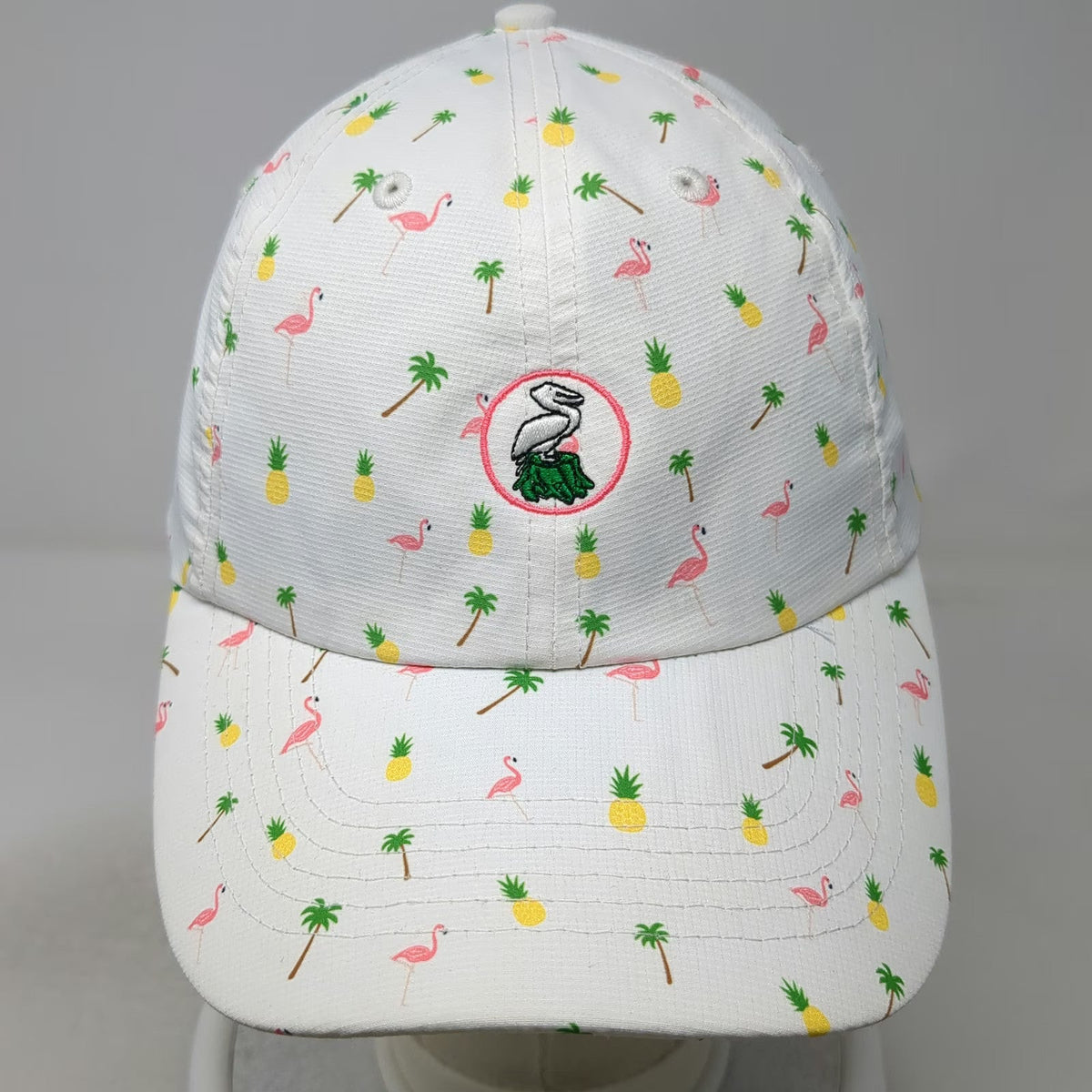 Imperial Baseball Cap White One Size Pelican Flamingo Pineapple Tropical Hat