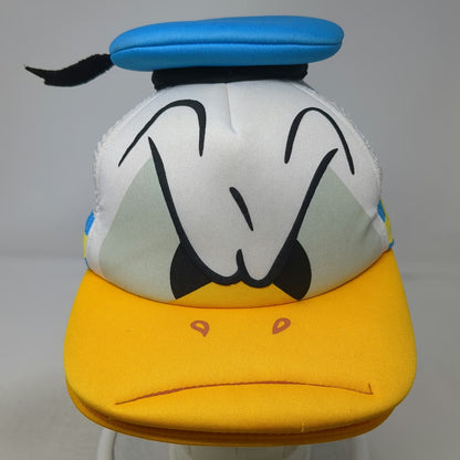 Disney Trucker Hat White Yellow Blue One Size Donald Duck 3D Character Mesh