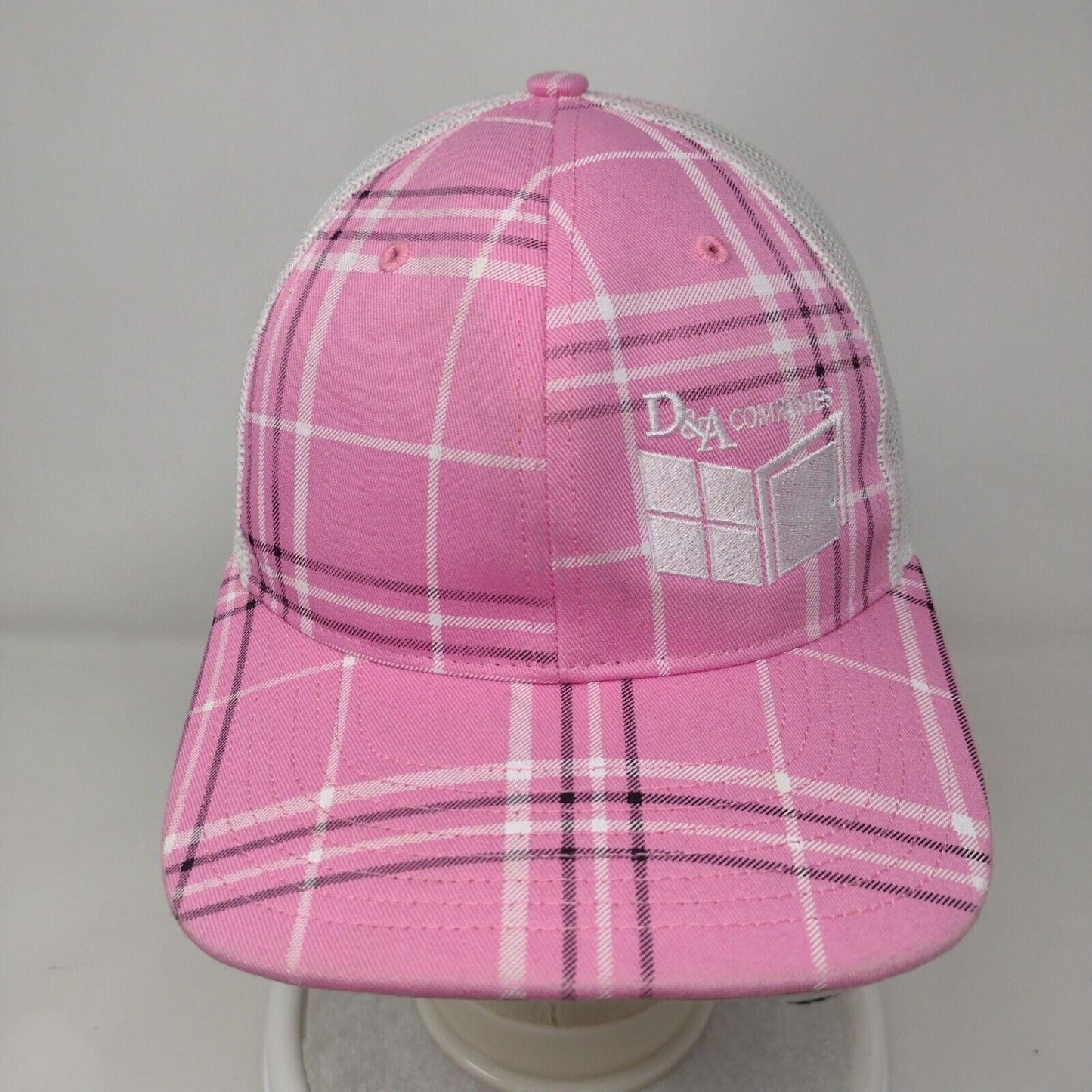 D&A Companies Snapback Trucker Hat Pink Small Plaid Mesh Back Richardson