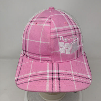 D&A Companies Snapback Trucker Hat Pink Small Plaid Mesh Back Richardson