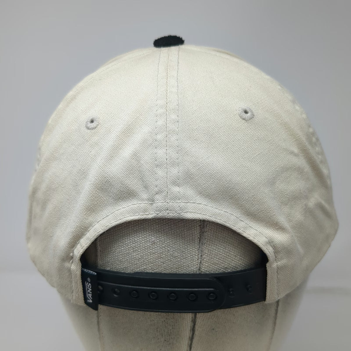 Vans 5 Panel Beige Black One Size Snapback Hat Suede Brim Skateboard Logo Patch