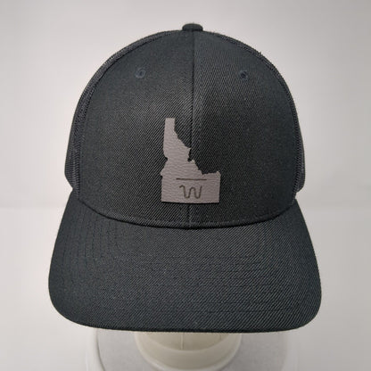 Idaho Snapback Trucker Hat Black OS Adjustable Mesh Back 6 Panel Richardson