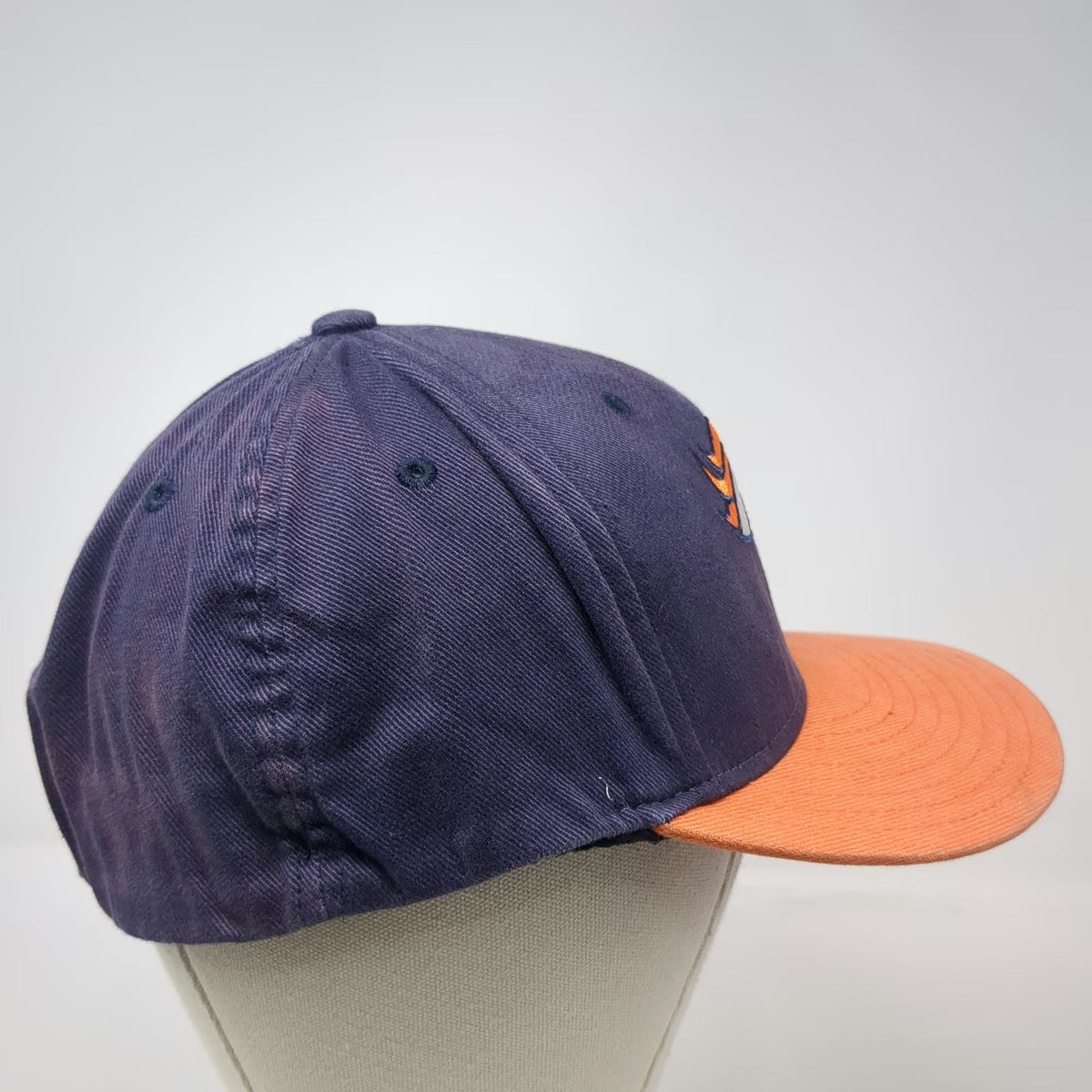 NFL Team Apparel Denver Broncos Baseball Cap Blue Orange XL Fitted Stretch Hat