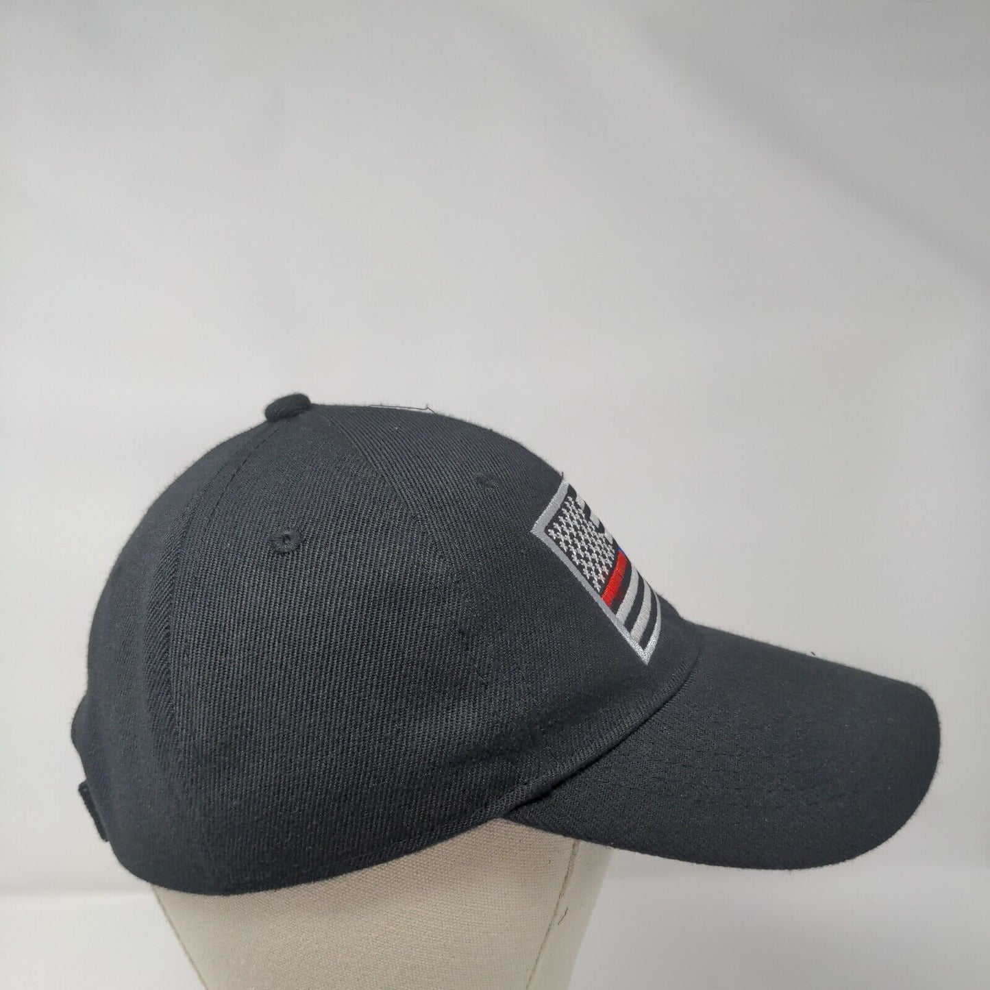 American Flag Strapback Hat Black One Size Adjustable Embroidered Patriotic