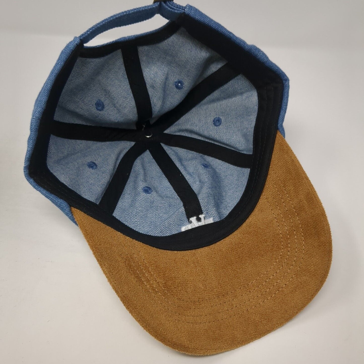 LAB Slideback Hat Multicolor OS Adjustable Embroidered Colorblock Denim 6 Panel