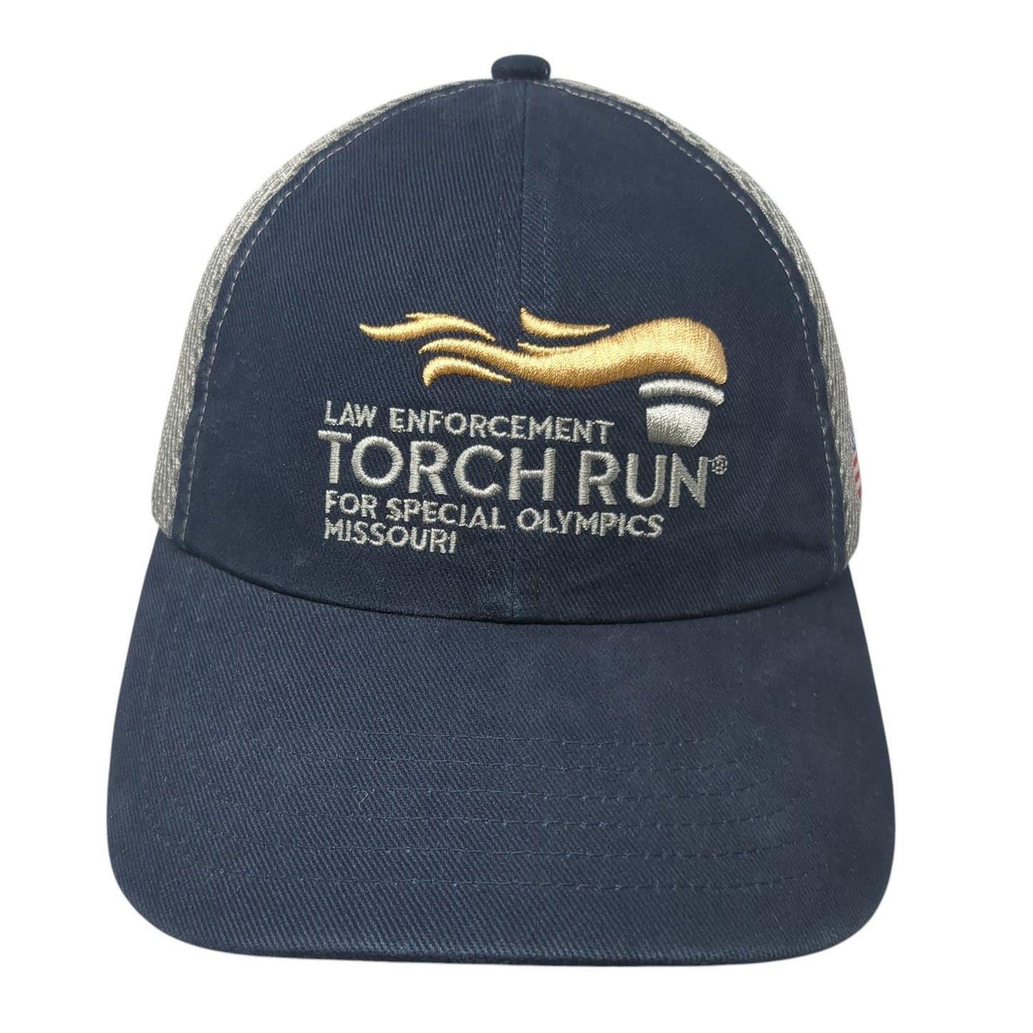 Law Enforcement Torch Run Strapback Hat Blue One Size 35th Annual
