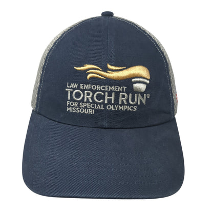 Law Enforcement Torch Run Strapback Hat Blue One Size 35th Annual