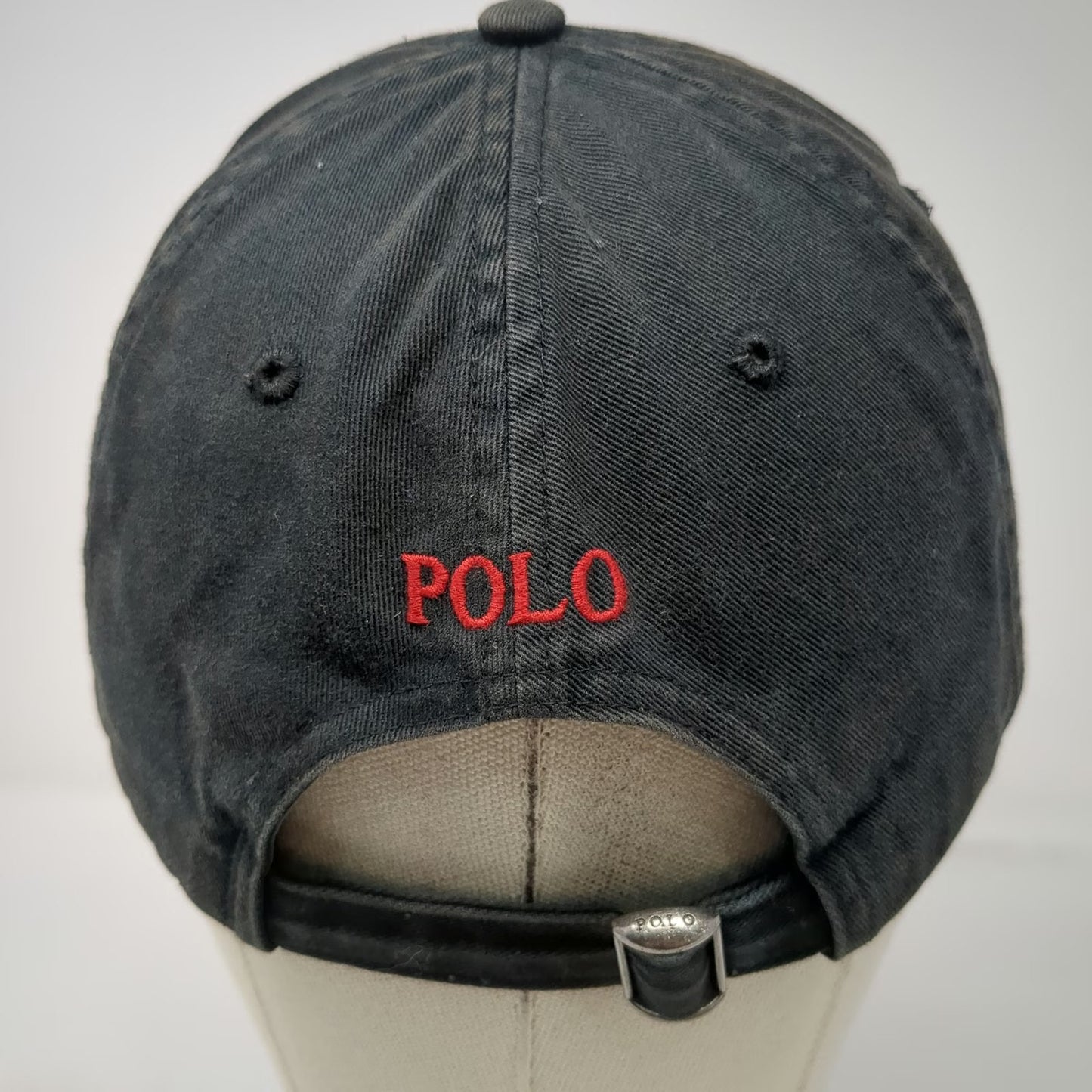 Polo Ralph Lauren Baseball Cap Black One Size Red Pony Logo Adjustable Strap Hat