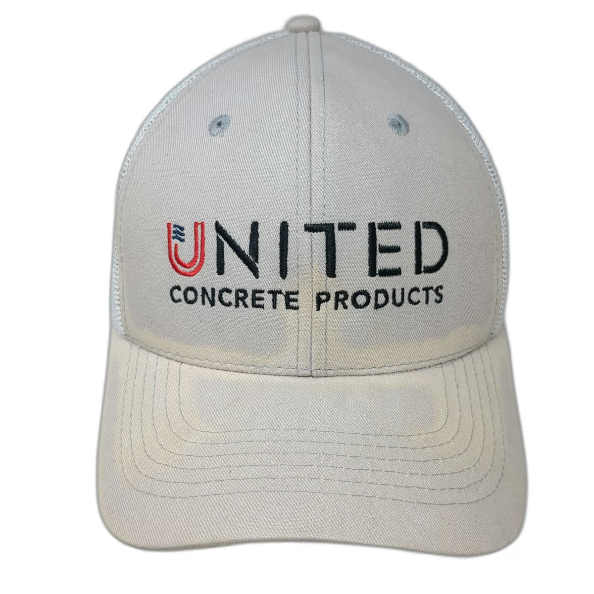 United Concrete Products Trucker Hat Beige One Size Mesh Snapback Structured